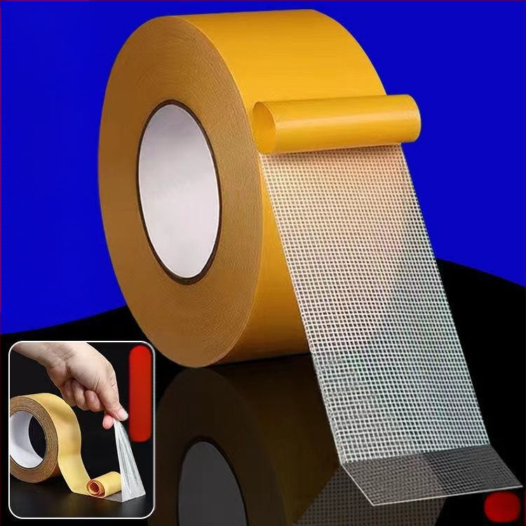 Universāla divpusēja līmlente Augstas viskozitātes noplēšama bez pēdām Auduma režģa divpusēja līmlente Paklājam fiksēta caurspīdīga divpusēja līmlente