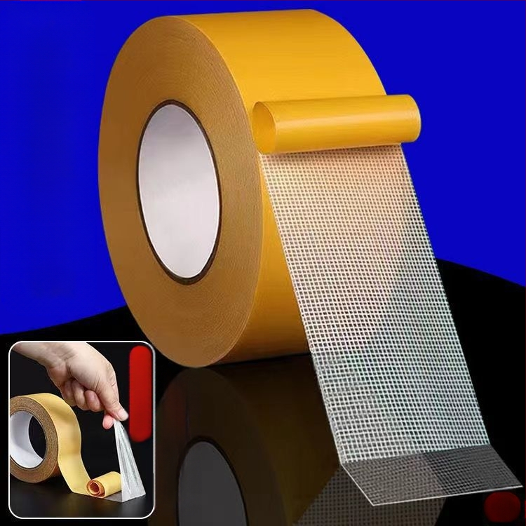 Universāla divpusēja līmlente Augstas viskozitātes noplēšama bez pēdām Auduma režģa divpusēja līmlente Paklājam fiksēta caurspīdīga divpusēja līmlente