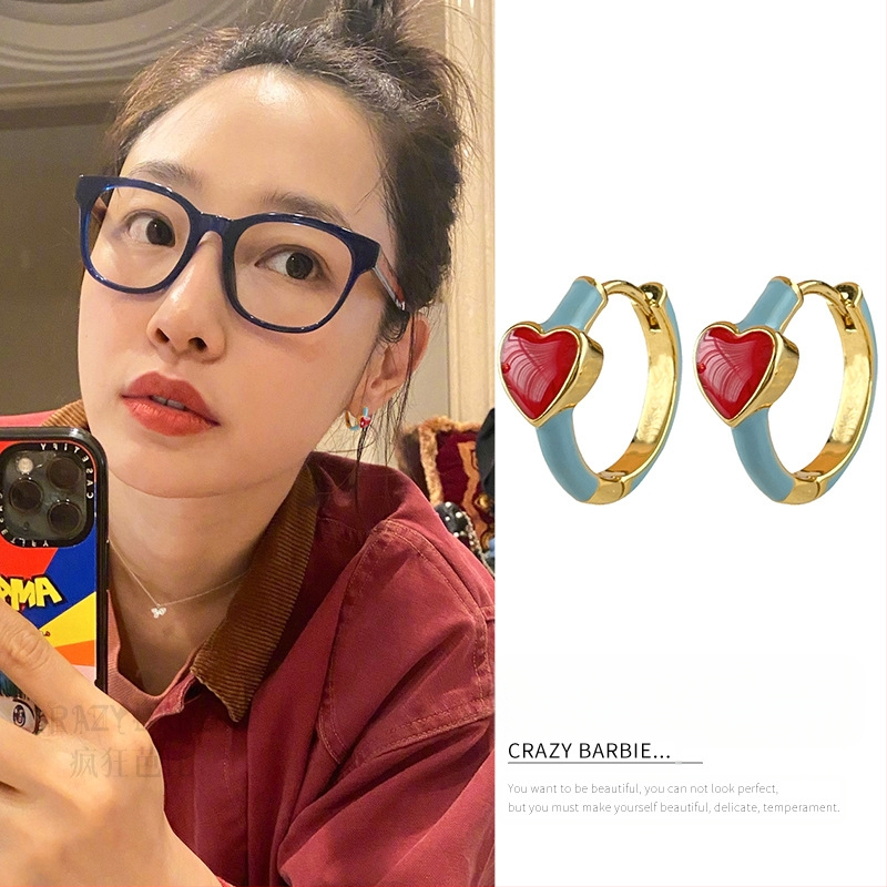 „Bai Baihe“ švelni emalio meilės auskarų sagtis, lengva, prabangi, nišinio dizaino, pažangios pojūčio interneto įžymybių auskarai, moteriški rudens auskarai