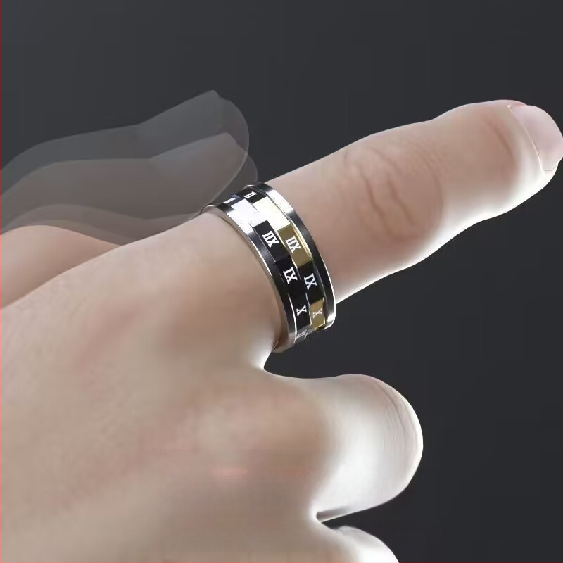 Határokon átnyúló népszerű gyűrű férfiaknak, személyre szabott, nem fakuló mutatóujjgyűrű férfiaknak, egyetlen prémium kategóriás, forgó, niche rozsdamentes acél gyűrű