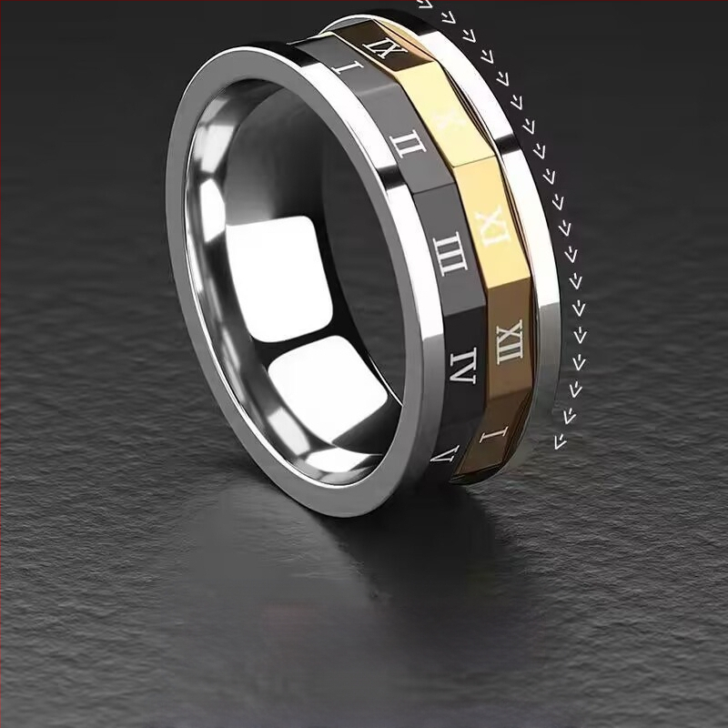 Határokon átnyúló népszerű gyűrű férfiaknak, személyre szabott, nem fakuló mutatóujjgyűrű férfiaknak, egyetlen prémium kategóriás, forgó, niche rozsdamentes acél gyűrű