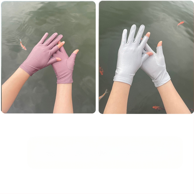 Plonos, moteriškos ledo šilko pirštinės, pavasario ir vasaros sezonui, pusės piršto ilgio, dviejų pirštų, rankų darbo, arbatos rinkimo, apsaugos nuo saulės, plonos, tiesioginio pardavimo.