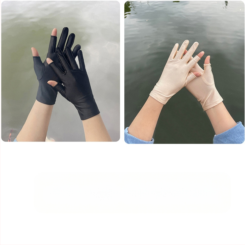 Plonos, moteriškos ledo šilko pirštinės, pavasario ir vasaros sezonui, pusės piršto ilgio, dviejų pirštų, rankų darbo, arbatos rinkimo, apsaugos nuo saulės, plonos, tiesioginio pardavimo.