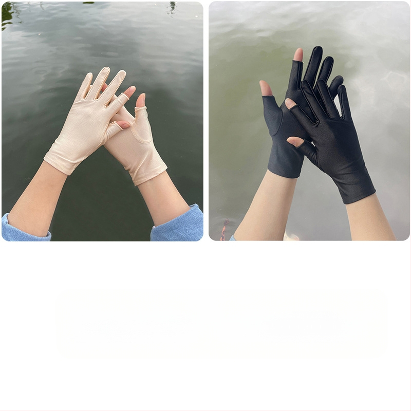 Plonos, moteriškos ledo šilko pirštinės, pavasario ir vasaros sezonui, pusės piršto ilgio, dviejų pirštų, rankų darbo, arbatos rinkimo, apsaugos nuo saulės, plonos, tiesioginio pardavimo.