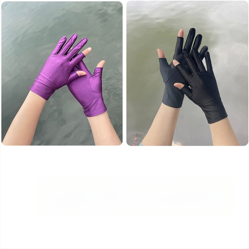 Plonos, moteriškos ledo šilko pirštinės, pavasario ir vasaros sezonui, pusės piršto ilgio, dviejų pirštų, rankų darbo, arbatos rinkimo, apsaugos nuo saulės, plonos, tiesioginio pardavimo.