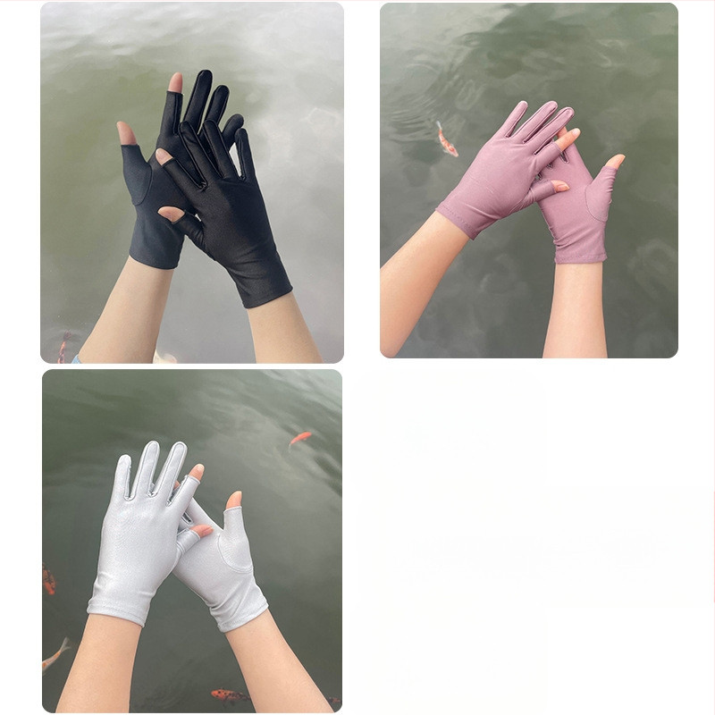 Plonos, moteriškos ledo šilko pirštinės, pavasario ir vasaros sezonui, pusės piršto ilgio, dviejų pirštų, rankų darbo, arbatos rinkimo, apsaugos nuo saulės, plonos, tiesioginio pardavimo.