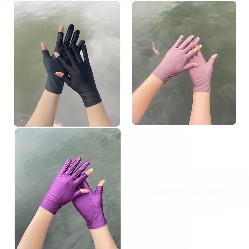 Plonos, moteriškos ledo šilko pirštinės, pavasario ir vasaros sezonui, pusės piršto ilgio, dviejų pirštų, rankų darbo, arbatos rinkimo, apsaugos nuo saulės, plonos, tiesioginio pardavimo.