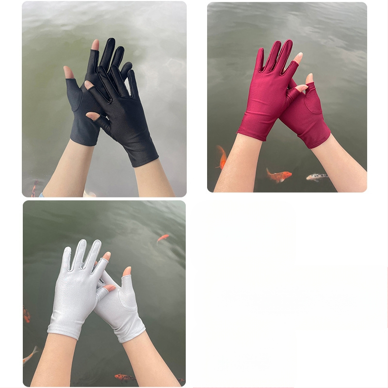 Plonos, moteriškos ledo šilko pirštinės, pavasario ir vasaros sezonui, pusės piršto ilgio, dviejų pirštų, rankų darbo, arbatos rinkimo, apsaugos nuo saulės, plonos, tiesioginio pardavimo.