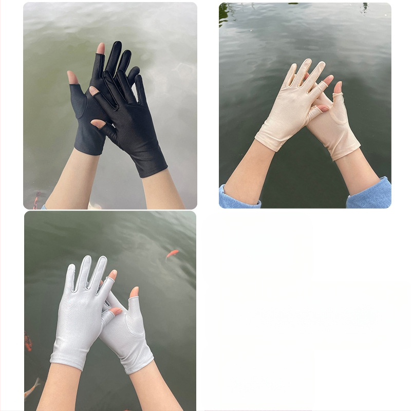 Plonos, moteriškos ledo šilko pirštinės, pavasario ir vasaros sezonui, pusės piršto ilgio, dviejų pirštų, rankų darbo, arbatos rinkimo, apsaugos nuo saulės, plonos, tiesioginio pardavimo.