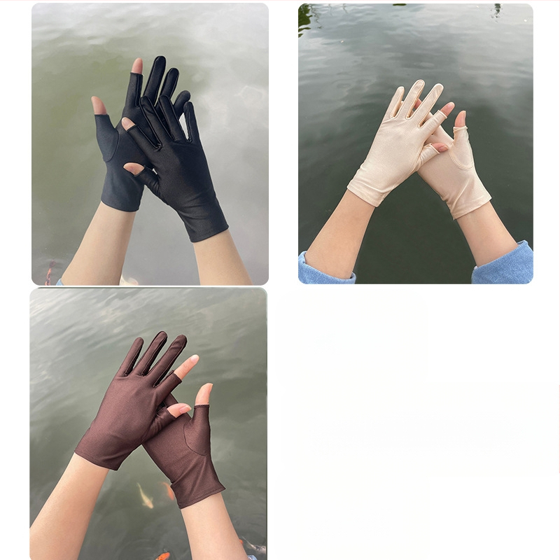 Plonos, moteriškos ledo šilko pirštinės, pavasario ir vasaros sezonui, pusės piršto ilgio, dviejų pirštų, rankų darbo, arbatos rinkimo, apsaugos nuo saulės, plonos, tiesioginio pardavimo.