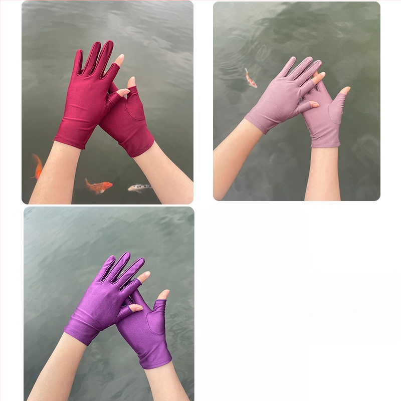 Plonos, moteriškos ledo šilko pirštinės, pavasario ir vasaros sezonui, pusės piršto ilgio, dviejų pirštų, rankų darbo, arbatos rinkimo, apsaugos nuo saulės, plonos, tiesioginio pardavimo.