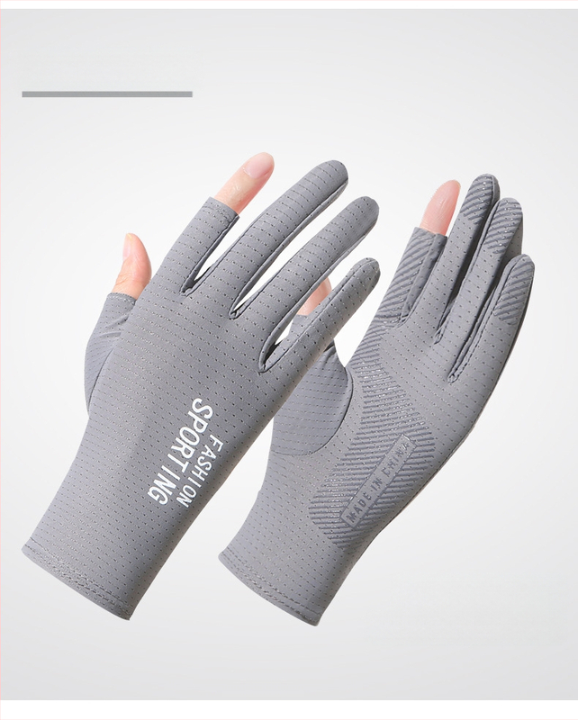 Suvised päikesekaitsega jääsiidist kindad naistele, õhukesed ultraviolettkindlad elastsed libisemiskindlad sõidukindad kahe sõrmega sõidukindad