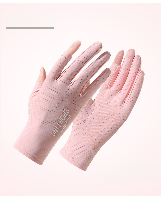 Suvised päikesekaitsega jääsiidist kindad naistele, õhukesed ultraviolettkindlad elastsed libisemiskindlad sõidukindad kahe sõrmega sõidukindad