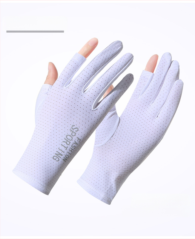 Suvised päikesekaitsega jääsiidist kindad naistele, õhukesed ultraviolettkindlad elastsed libisemiskindlad sõidukindad kahe sõrmega sõidukindad