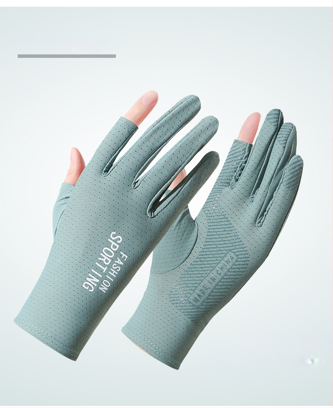 Suvised päikesekaitsega jääsiidist kindad naistele, õhukesed ultraviolettkindlad elastsed libisemiskindlad sõidukindad kahe sõrmega sõidukindad