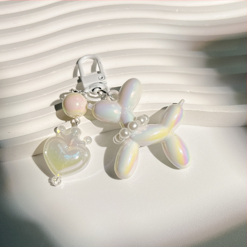 Új Crown Love valódi színű macaron fújós kutya kulcstartó medál gyűrű kiegészítők diáktáska medál