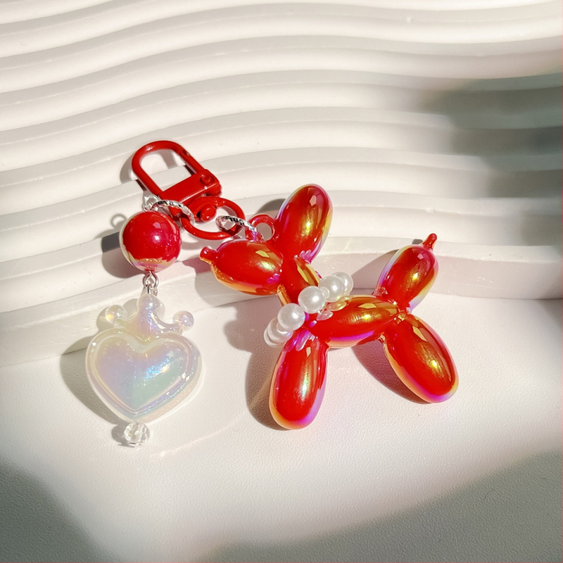 Új Crown Love valódi színű macaron fújós kutya kulcstartó medál gyűrű kiegészítők diáktáska medál