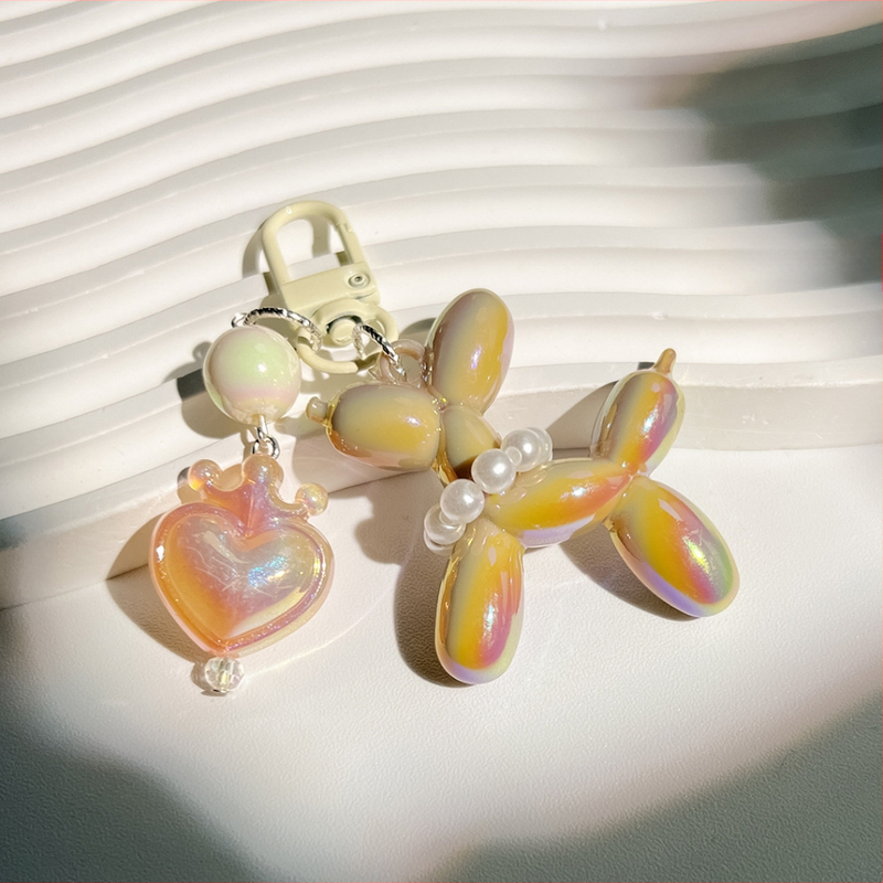 Új Crown Love valódi színű macaron fújós kutya kulcstartó medál gyűrű kiegészítők diáktáska medál