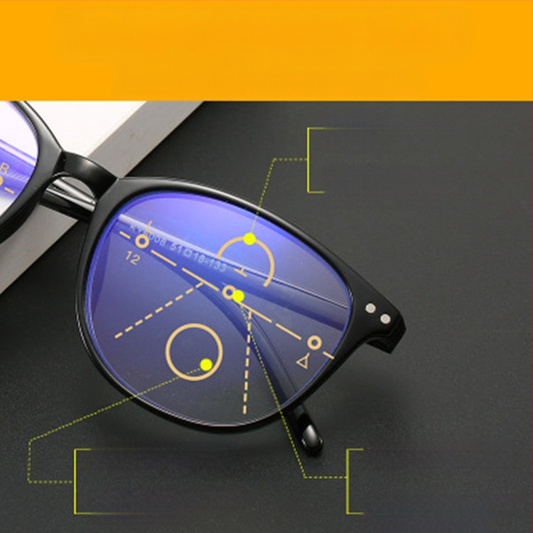 Új, retró, kényelmes, kék fény elleni, progresszív, többfókuszos, időseknek szóló, presbyopiás szemüveg, női, nagy keretes, rizsnarancs zoom szemüveg