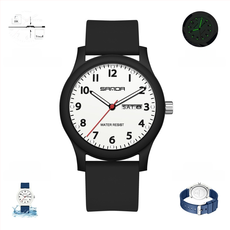 Kellad Paari väike kell kalendriga Teismelistele ja üliõpilastele Trendikas moodne universaalne loominguline elektrooniline kvartskell