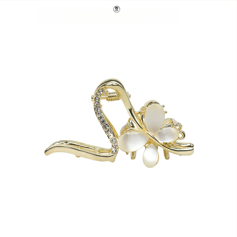 Tavaszi és nyári legkelendőbb opálvirágos hajtű női, gyönyörű, közepes méretű, hajcsatos, hátsó fejpántos fejdísz, ötvözött hajdíszek