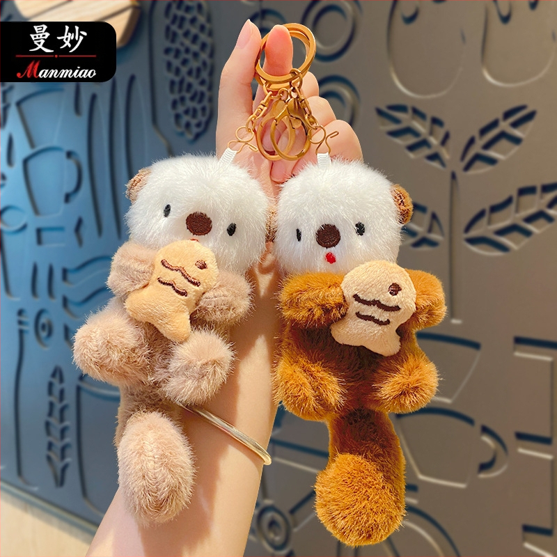 Aranyos rajzfilm plüss tengeri vidra kulcstartó medál kreatív baba baba táska lógó pár kis ajándék nagykereskedelem