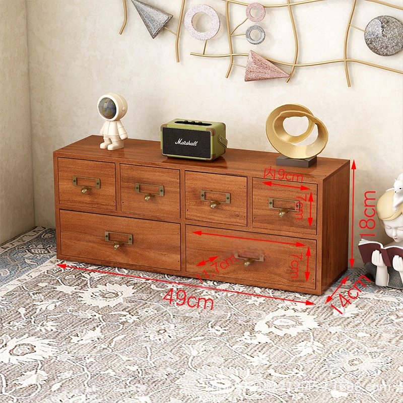 Vintage fa fiókos teatároló doboz asztali ékszerdoboz kiegészítő szervező többrétegű téglalap alakú tizenhat rekeszes tömör fa