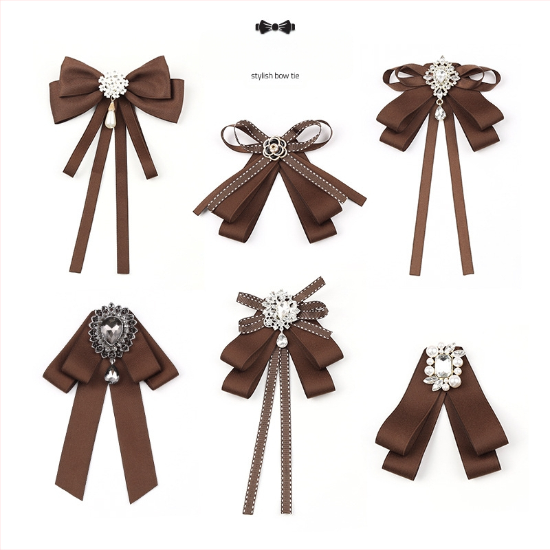 Kikilipsuga naiste pruun karrisärk pross lipsu aksessuaarid seelik ülemine krae kaunistus pael nööpnõel