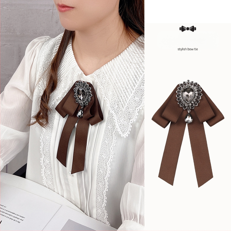 Kikilipsuga naiste pruun karrisärk pross lipsu aksessuaarid seelik ülemine krae kaunistus pael nööpnõel