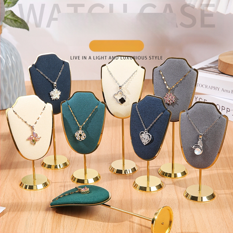 Határokon átnyúló fém ékszertartó, ultraszálas bársony, többszínű kijelző állvány, ékszerüzlet stúdió medál nyaklánc kijelző kellékek