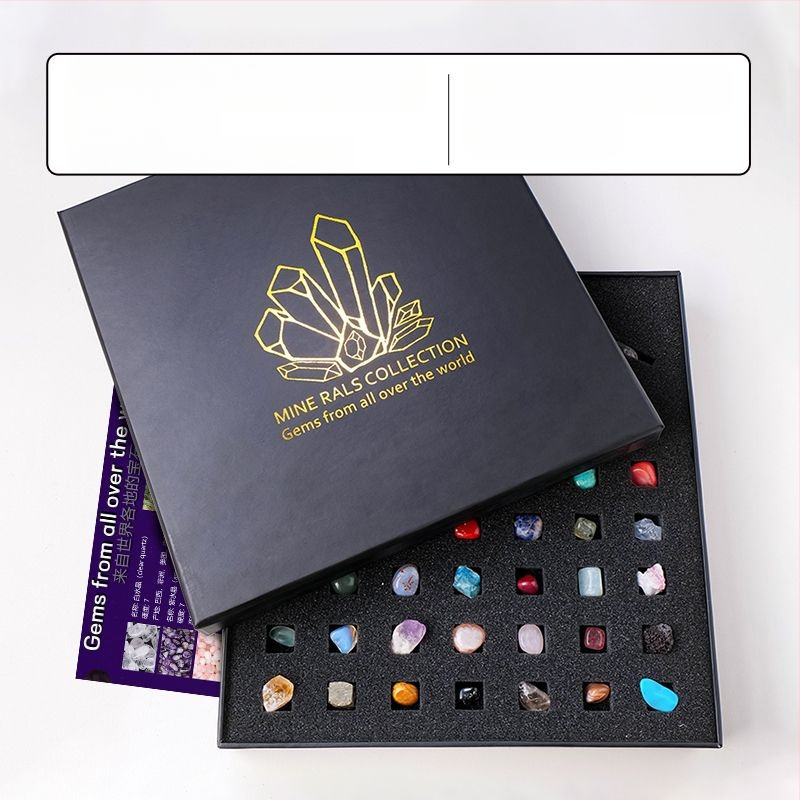 43 liiki looduslikku kristalli toorkivist poolvääriskivi mineraalide standardkomplekt jade-agaati lastele mõeldud populaarteadusliku õpetuse kinkekarbis