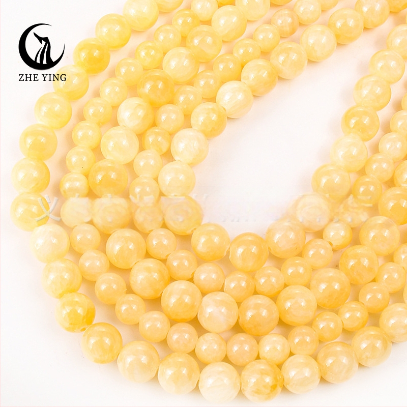 Természetes kőből készült kerek gyöngyök bézs színű jáde gyöngyök bézs színű jáde ékszerek gyöngyös barkács karkötő kalcit