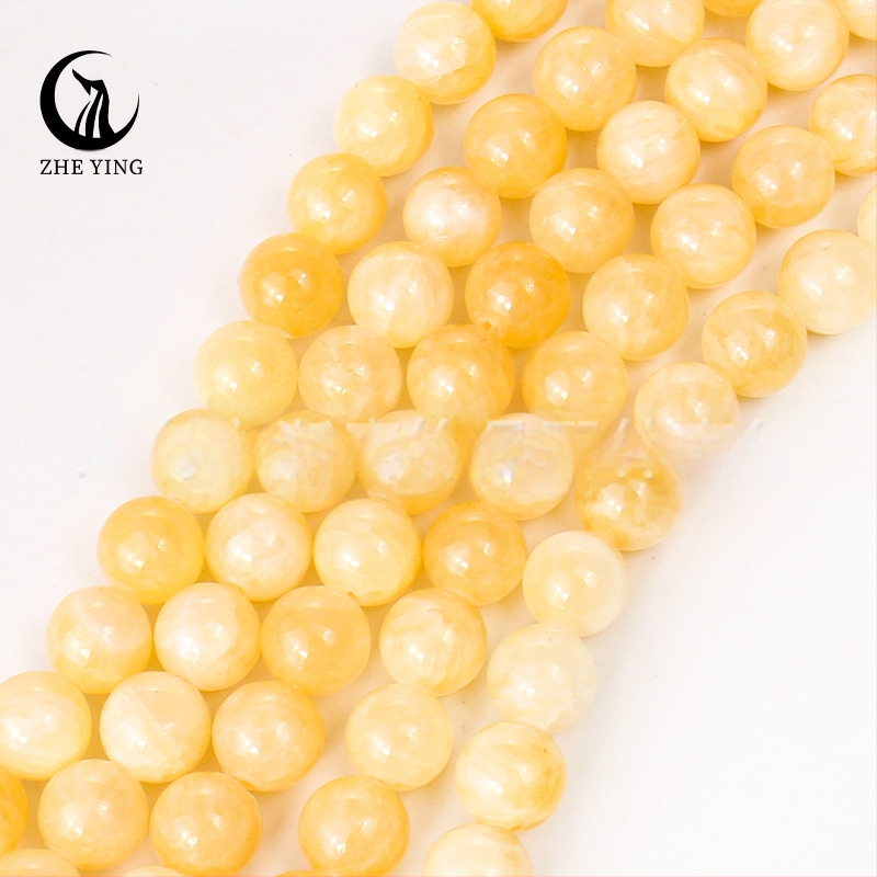 Természetes kőből készült kerek gyöngyök bézs színű jáde gyöngyök bézs színű jáde ékszerek gyöngyös barkács karkötő kalcit