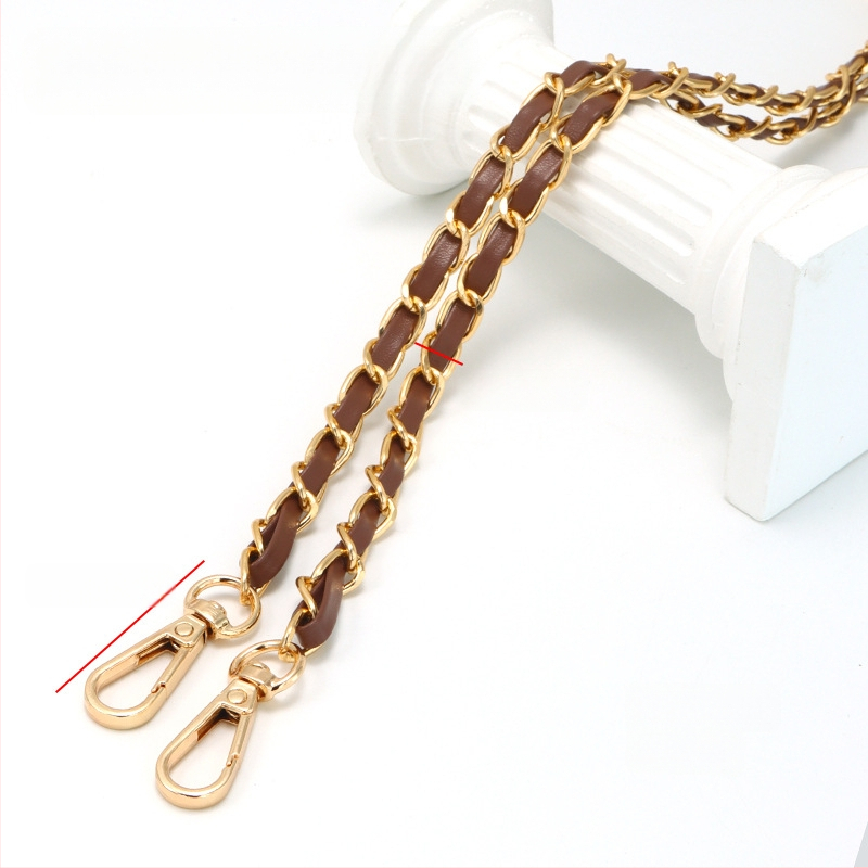 Nauja aliuminio grandinėlės odinė rankinė su metaline virvele, „Chanel“ stiliaus rankinė per petį, PU odos grandinėlė per petį.