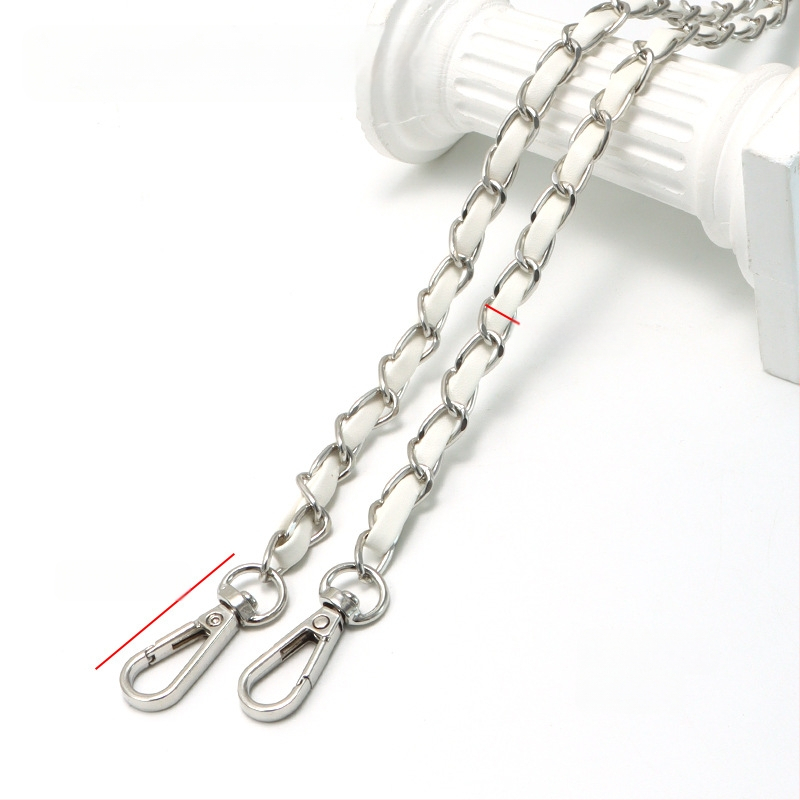 Nauja aliuminio grandinėlės odinė rankinė su metaline virvele, „Chanel“ stiliaus rankinė per petį, PU odos grandinėlė per petį.