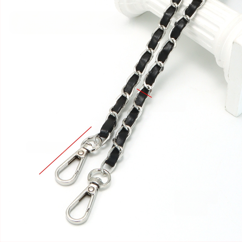 Nauja aliuminio grandinėlės odinė rankinė su metaline virvele, „Chanel“ stiliaus rankinė per petį, PU odos grandinėlė per petį.