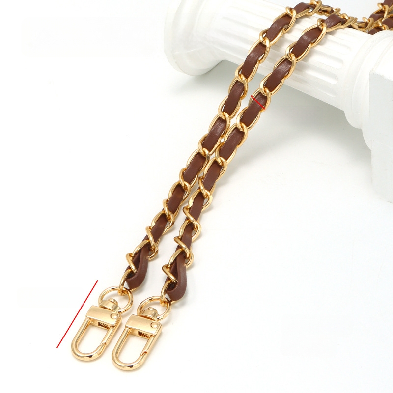 Nauja aliuminio grandinėlės odinė rankinė su metaline virvele, „Chanel“ stiliaus rankinė per petį, PU odos grandinėlė per petį.