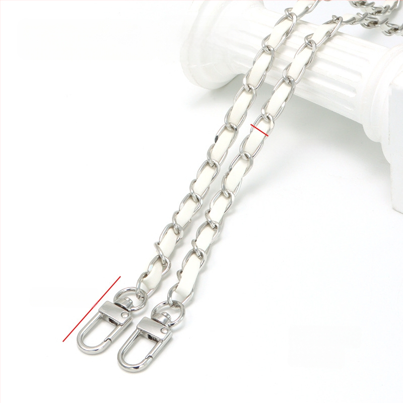 Nauja aliuminio grandinėlės odinė rankinė su metaline virvele, „Chanel“ stiliaus rankinė per petį, PU odos grandinėlė per petį.