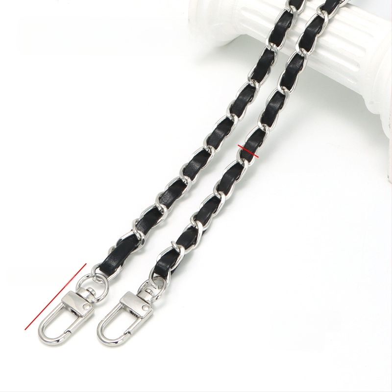 Nauja aliuminio grandinėlės odinė rankinė su metaline virvele, „Chanel“ stiliaus rankinė per petį, PU odos grandinėlė per petį.