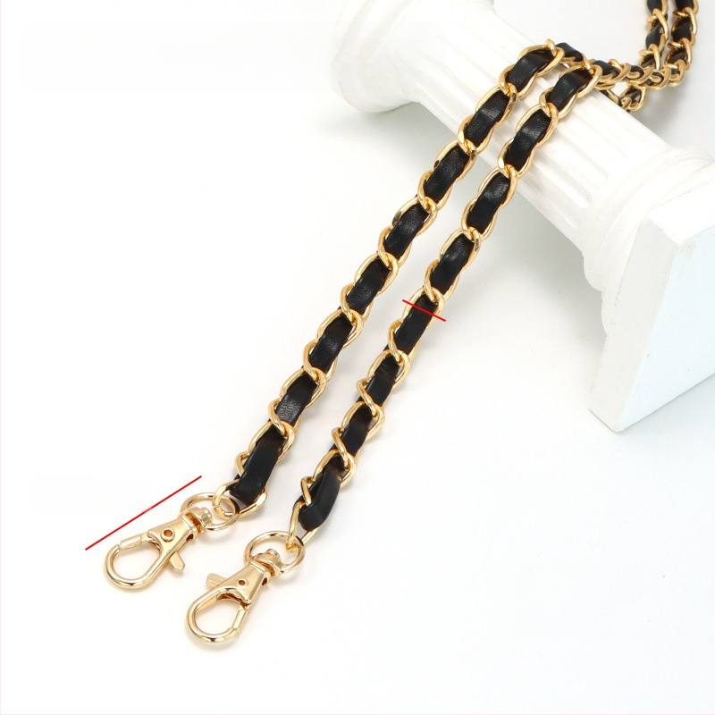 Nauja aliuminio grandinėlės odinė rankinė su metaline virvele, „Chanel“ stiliaus rankinė per petį, PU odos grandinėlė per petį.