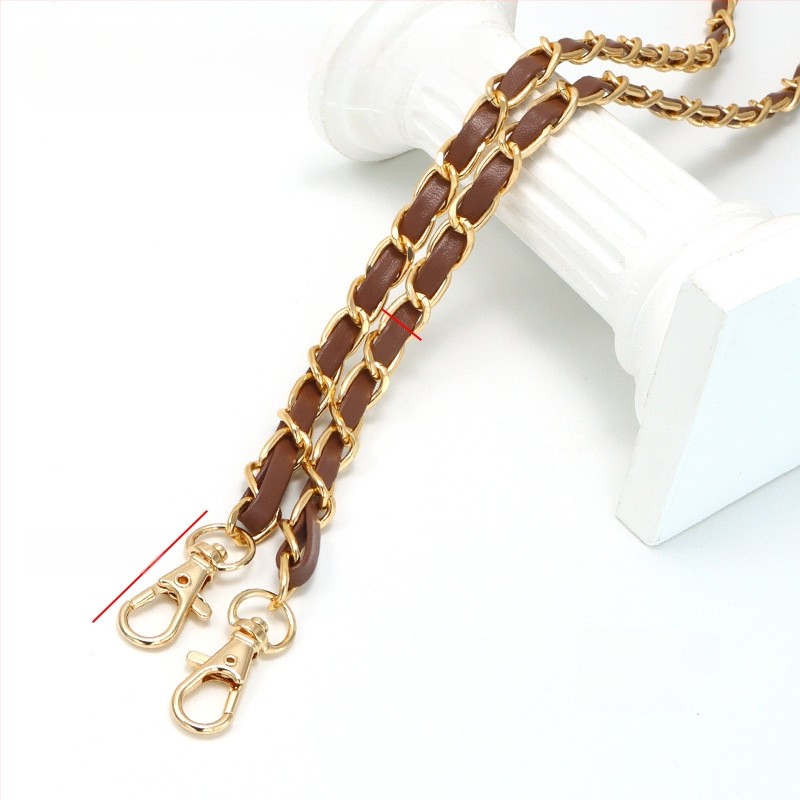 Nauja aliuminio grandinėlės odinė rankinė su metaline virvele, „Chanel“ stiliaus rankinė per petį, PU odos grandinėlė per petį.