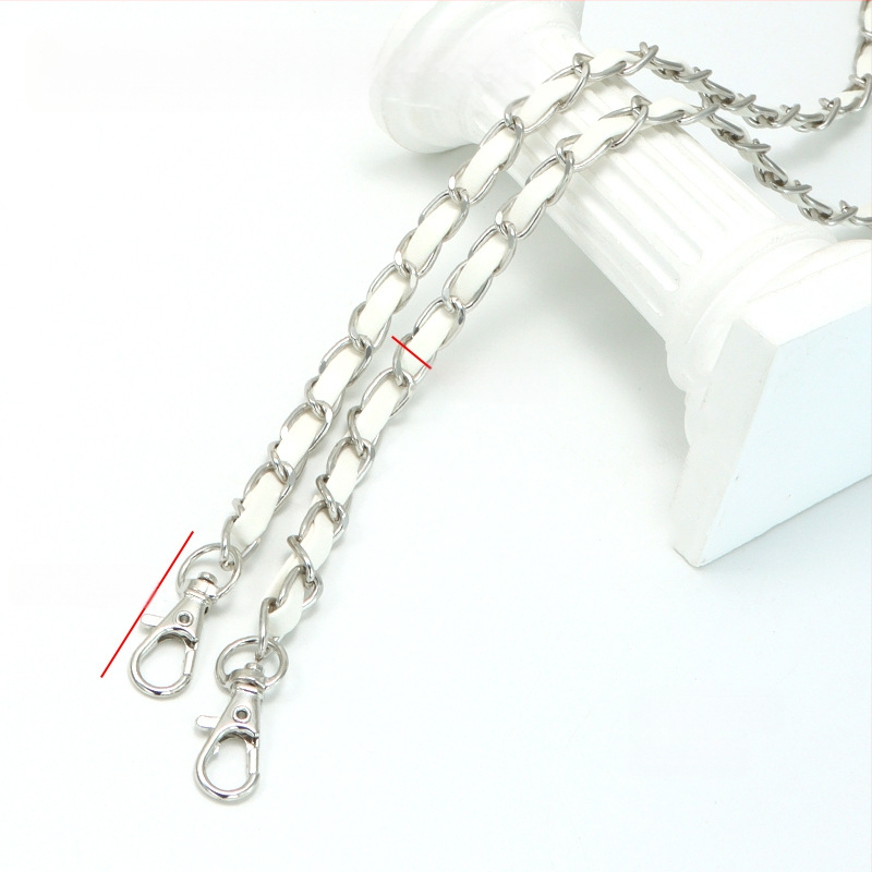 Nauja aliuminio grandinėlės odinė rankinė su metaline virvele, „Chanel“ stiliaus rankinė per petį, PU odos grandinėlė per petį.