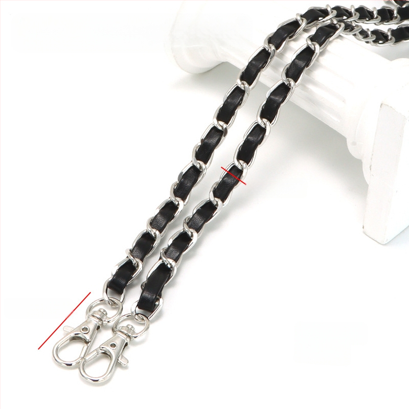 Nauja aliuminio grandinėlės odinė rankinė su metaline virvele, „Chanel“ stiliaus rankinė per petį, PU odos grandinėlė per petį.