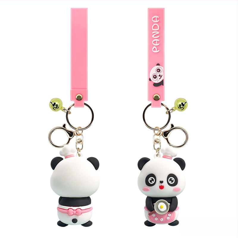 Autós panda kulcstartó baba kulcstartó aranyos rajzfilm medál 3D ajándék ajándék baba dísz nagykereskedelem