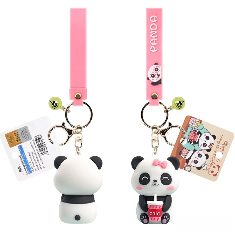 Autós panda kulcstartó baba kulcstartó aranyos rajzfilm medál 3D ajándék ajándék baba dísz nagykereskedelem