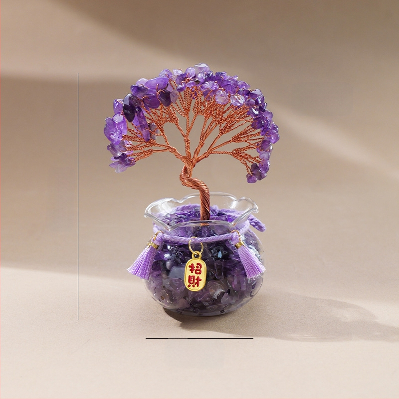 Természetes kristály kavics vagyonfa ametiszt vagyonfa kreatív asztali dekoráció autó életfa díszek