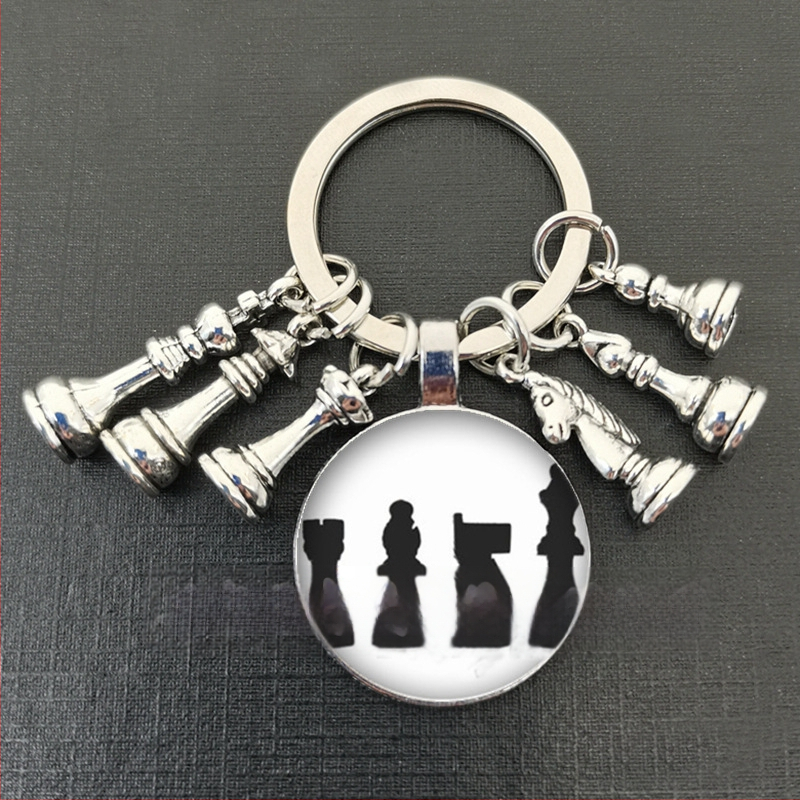 Királynő ló és ló elefánt katona sakk medál kulcstartó idő drágakő ékszer ajándék kulcstartó