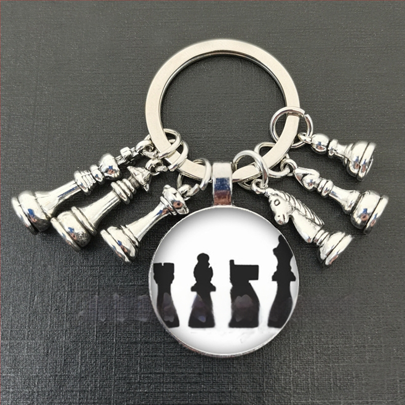 Királynő ló és ló elefánt katona sakk medál kulcstartó idő drágakő ékszer ajándék kulcstartó