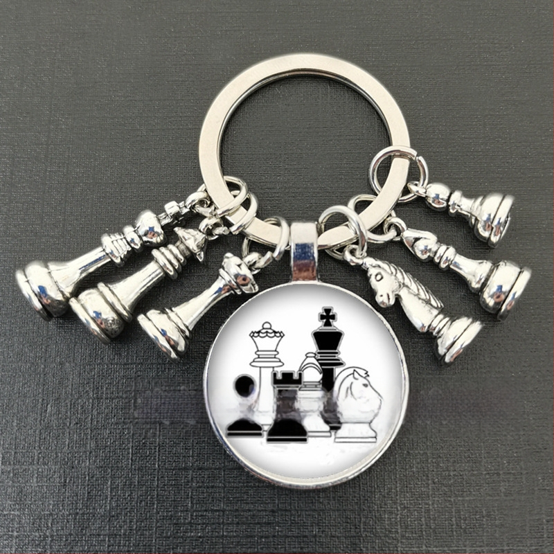 Királynő ló és ló elefánt katona sakk medál kulcstartó idő drágakő ékszer ajándék kulcstartó