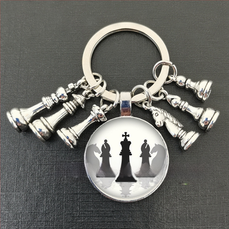 Királynő ló és ló elefánt katona sakk medál kulcstartó idő drágakő ékszer ajándék kulcstartó